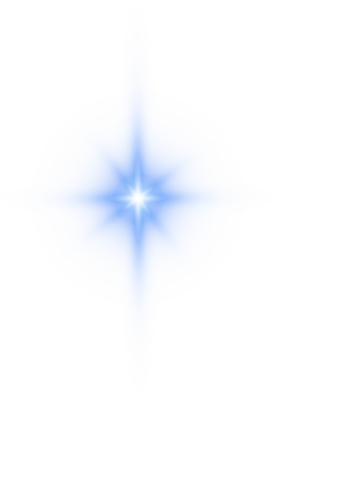 Blue star and sparks isolated on transparent background. Flares and sunbursts. Glowing light effects.